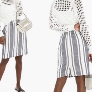 J.Crew Pull-on skirt in striped Beauchamps linen Blue and White New